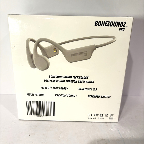 BoneSoundz Wireless Bluetooth Headphones Pro Bone Conduction White New In Box - Picture 4 of 9